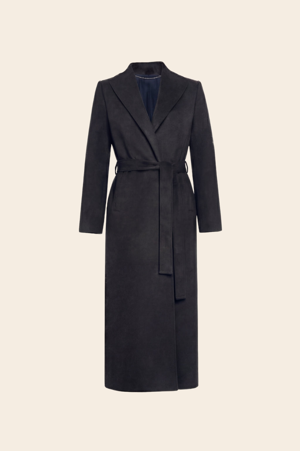 Longline Coat in textured Wool