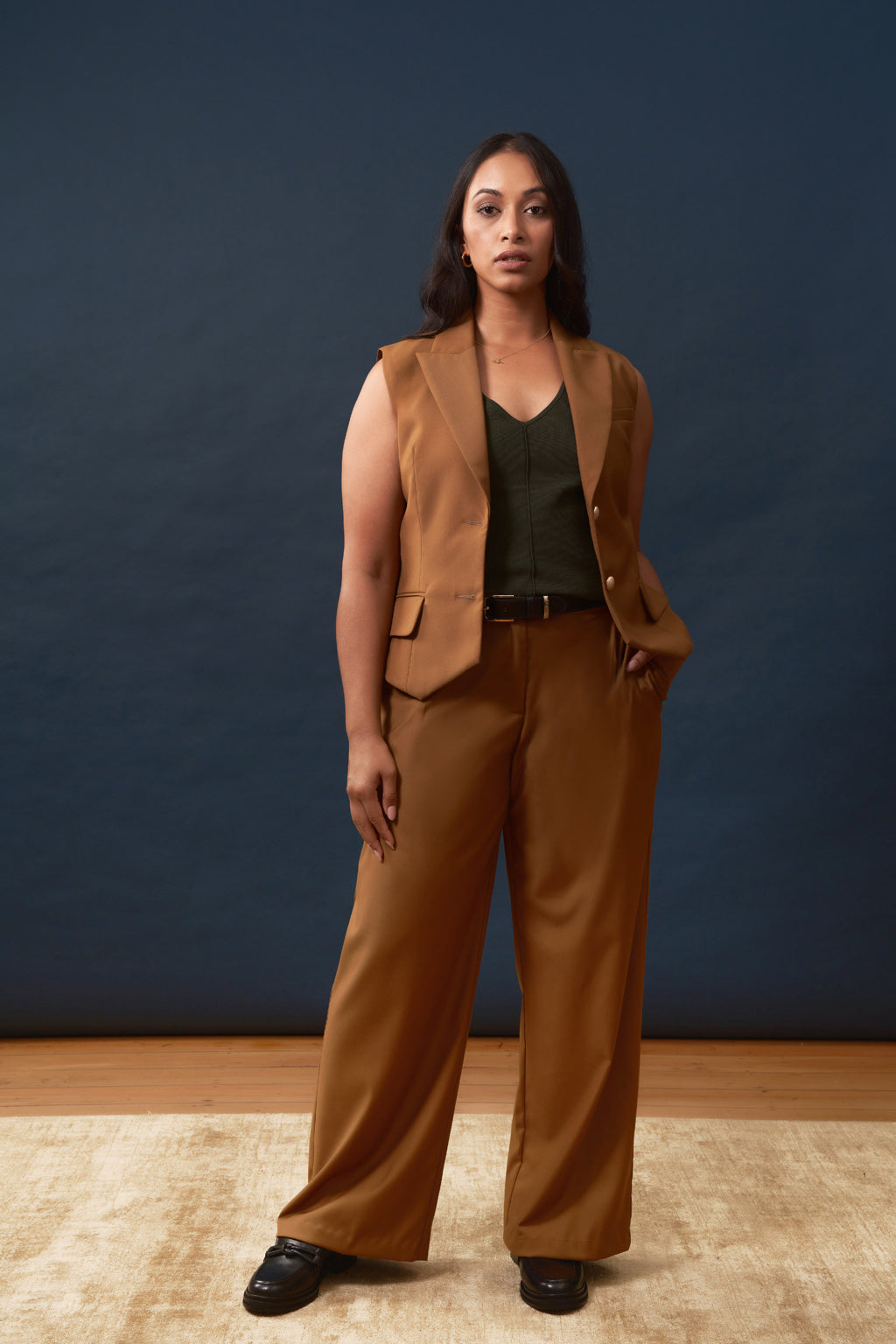 strapless open back dress Tailored Trouser in Rayon Polyester