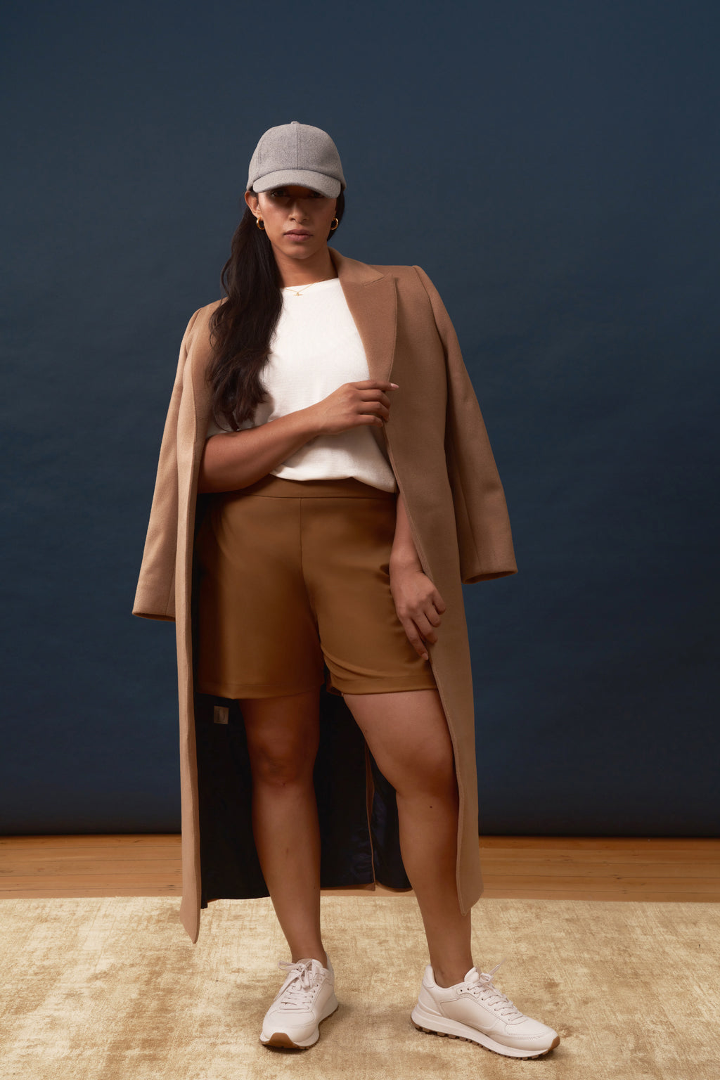 Longline Coat in textured Wool