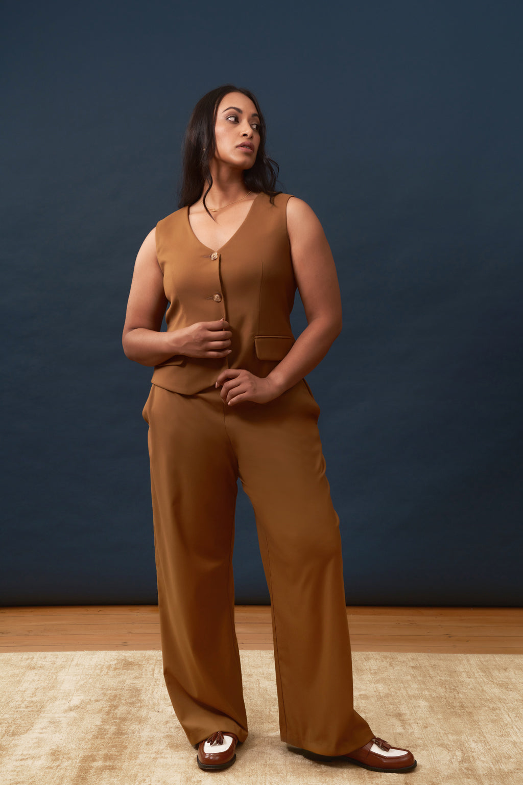 Longline Waistcoat in Rayon Polyester