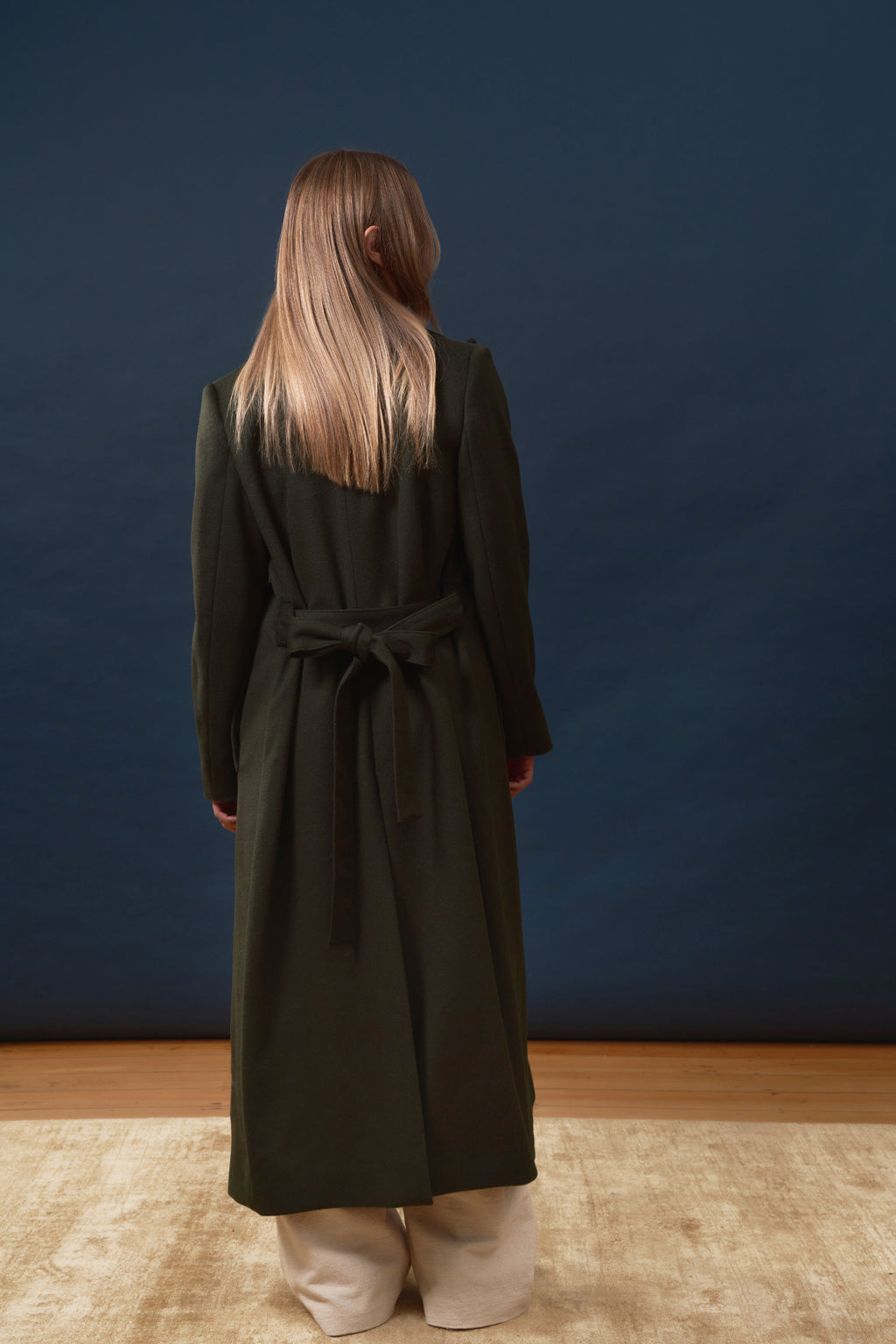 Longline Coat in textured Wool