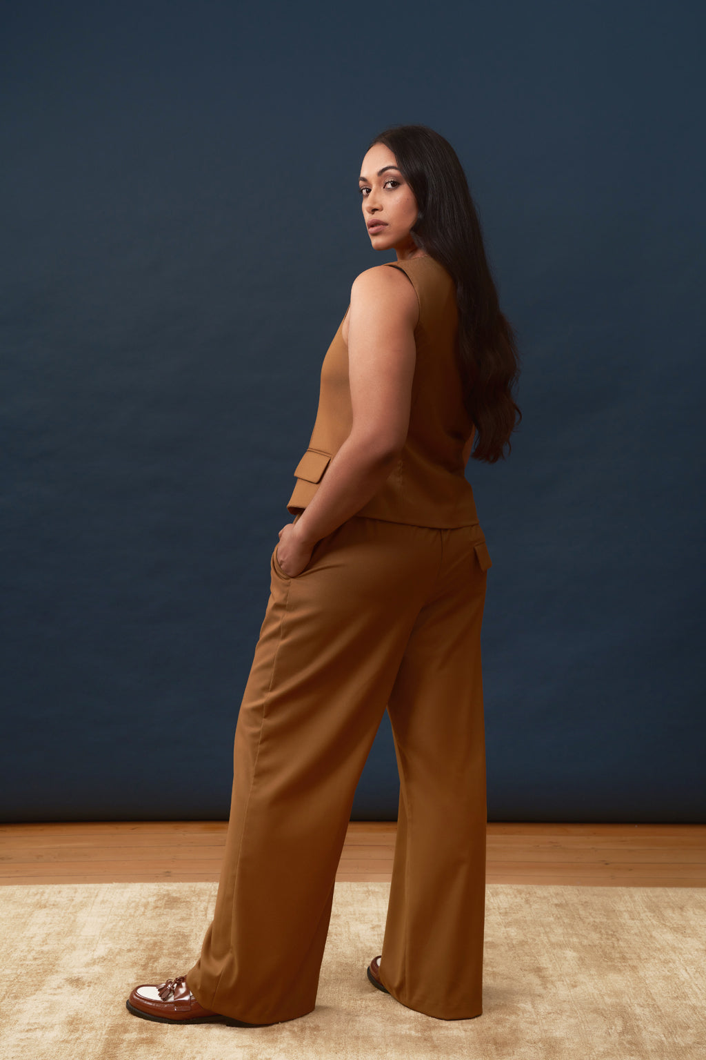 Longline Waistcoat in Rayon Polyester