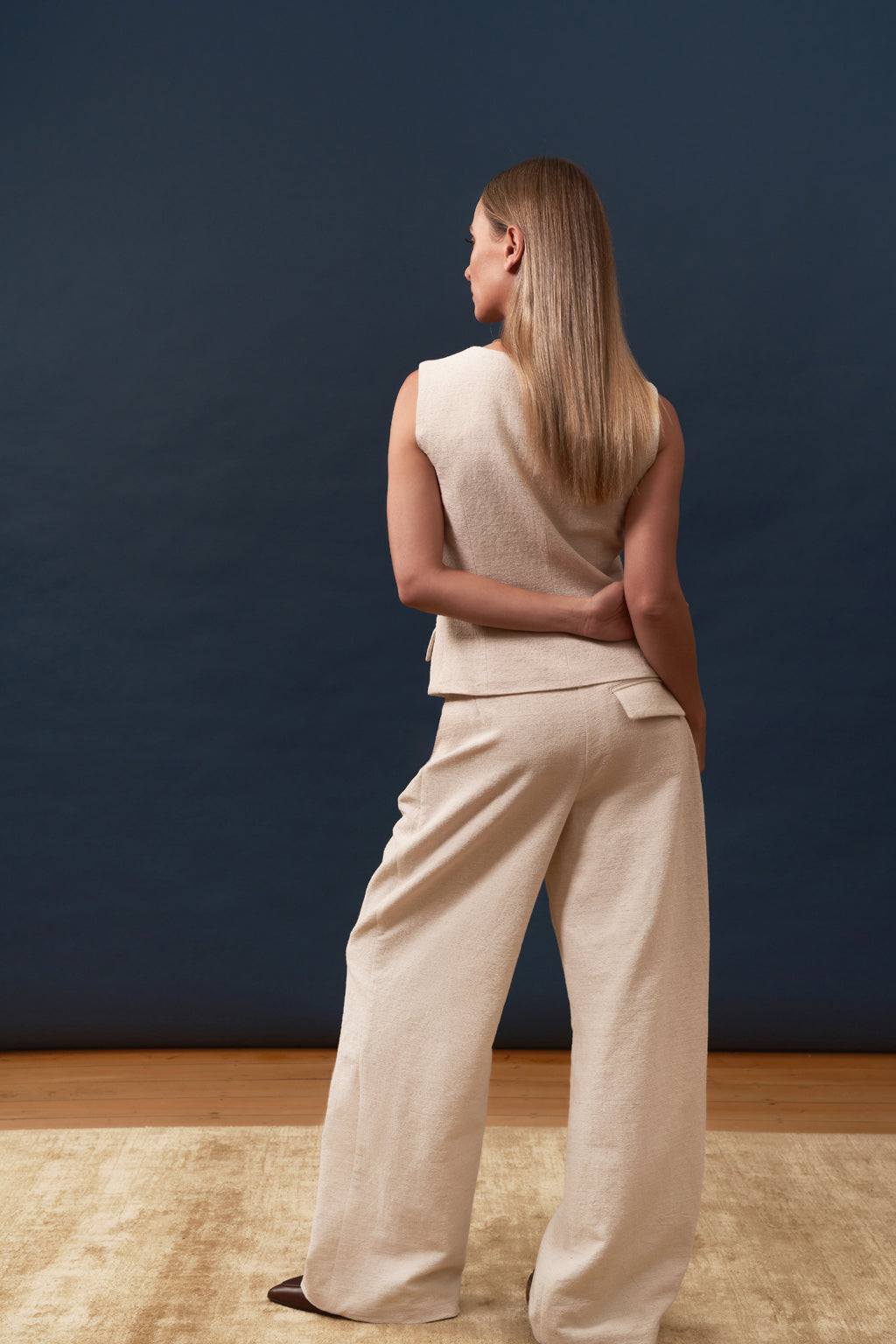 Longline Waistcoat in Linen Cotton