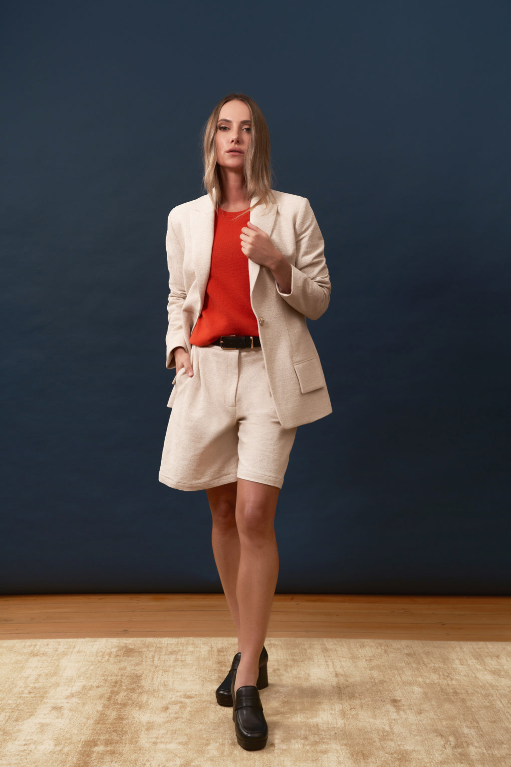 Longline Blazer in Linen Cotton